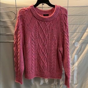 Pink Cable Knit  Crew  Neck Sweater